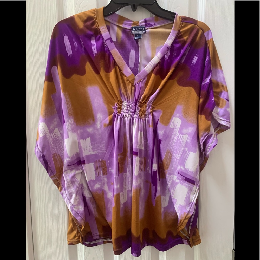Lovely Brown Purple XL tunic blouse top